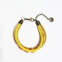 Bransoletka - Żółto złota róża - rzemienie