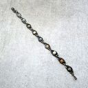 Bransoletka Metal Archeo oksydowana - retro antyk z ametystem i karneolem (17-19 cm)
