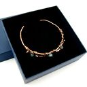 Miedziana bransoleta z topazem i agatem - cuff wire wrapping