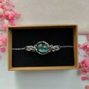 Bransoletka z labradorytem ze stali chirurgicznej - handmade wire wrapping