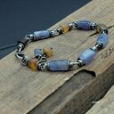 Tanzanit, bursztyn - bransoletka 02