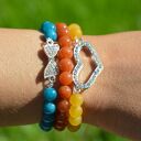 Bracelet by SIS: serce w ceglastych kamieniach