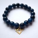 Bransoleta real gold diamond&navy stones