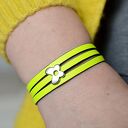 Bransoletka skórzana magnetoos triple butterfly neon lemon