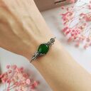 Bransoletka Jadeit Zielony stal chirurgiczna regulowana handmade