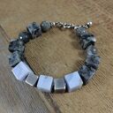 Chalcedon z larvikit - bransoletka surowa