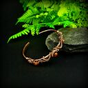 Bransoleta mankietowa z bursztynem i hematytem - miedziany cuff