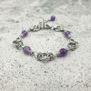 Bransoletka chainmaille z ametystem i hematytem Omnis Lapis - regulowana