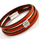 bransoletka skóra MAGNETOOS TRIPLE QUADRO orange
