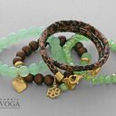 zawieszka bransoletki zielone green jade & brown pearl set with