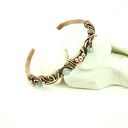 Miedziana bransoleta z topazem i agatem - cuff wire wrapping