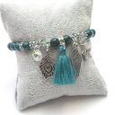 Sea green vol. 2 - bransoletka boho z jadeitu, kryształków i chwostu (16-16,5 cm)