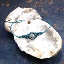 UNO - bransoletka z labradorytem i hematytem w mikromakrame (handmade)