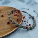 Bransoletka Makrama z Serpentynitem - Szaro - Zielony Kamień Naturalny Boho