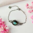 Bransoletka Labradoryt ze stali chirurgicznej - handmade wire wrapping, regulowana