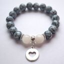 Bransoleta grey stones, marble&heart