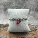 Bransoletka chainmaille z jadeitem bordo, agatem neonowym i hematytem