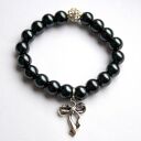 Bransoleta black&shamballa&bow