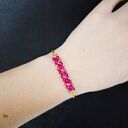 Bransoletka Crystal Square Fuchsia z koralików i kryształków