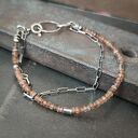 Surowa srebrna bransoletka z andaluzytem