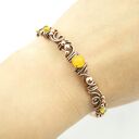 Miedziana bransoleta mankietowa z agatami i hematytem (cuff) 