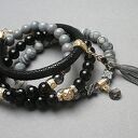 Hand made glamour - czarno-szara bransoletka z jaspisu