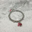 Bransoletka chainmaille z jadeitem bordo, agatem neonowym i hematytem