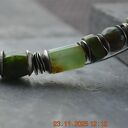 Srebrna bransoletka handmade z chryzoprazem, nefrytem i epidotem - srebro 925 oksydowane
