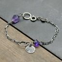 Ametyst. Surowa srebrna bransoletka
