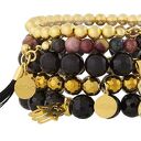 handmade zestaw modowych bransoletek gold & black z turmalinem i chwostem komplet fashion