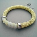 Pastelowa żółta bransoletka z koralików - handmade beaded crochet