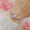 Bransoletka Kunzyt regulowana stal chirurgiczna handmade wirewrapping