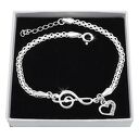 Bransoletka srebrna 925 bismark klucz wiolinowy serduszko