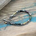 Kolorowa bransoletka z turmalinu i oksydowanego srebra 925 - 17,5 cm