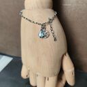 Larimar i akwamaryn - delikatna srebrna bransoletka 925 regulowana
