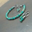 Turkusowa bransoletka unisex charms z naturalnym turkusem - srebro 925 oksydowane, regulowana