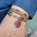 Bransoletka z korka flowerby double z jadeitem