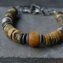 srebrna bransoletka z surowym bursztynem