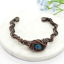 Bransoletka miedziana bez zapięcia z niebieskim tygrysim okiem - cuff handmade