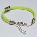 Neonowożółta bransoletka z linek kauczukowych z elementami metalowymi