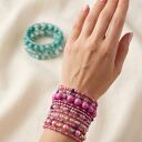 Zestaw 11 Bransoletek Koralikowych Boho - Róż i Fiolet