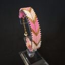 Różowo-Złota Bransoletka z Koralików „Pink Chevron”