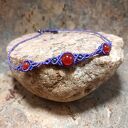 TRIO agat w makramie bransoletka fioletowa z kamieniami naturalnymi makrama