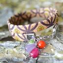 Bransoletka z korka flowerby double z jadeitem