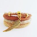 Golden Wing Set - zestaw bransoletek skrzydło w odcieniach brązu i złota