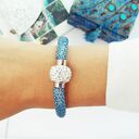 Blue Inspiration - turkusowa bransoletka koralikowa bead crochet z magnetycznym zapięciem