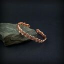 Miedziana wyplatana bransoletka mankietowa cuff - handmade wire wrapping