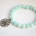 Bracelet by SIS: srebrna róża w miętowym jadeicie
