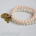 Bracelet by SIS: miś w pastelowo różowych perłach
