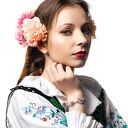 Bransoletka z grafiką KWIATY ZALIPIA - ludowe kwiaty